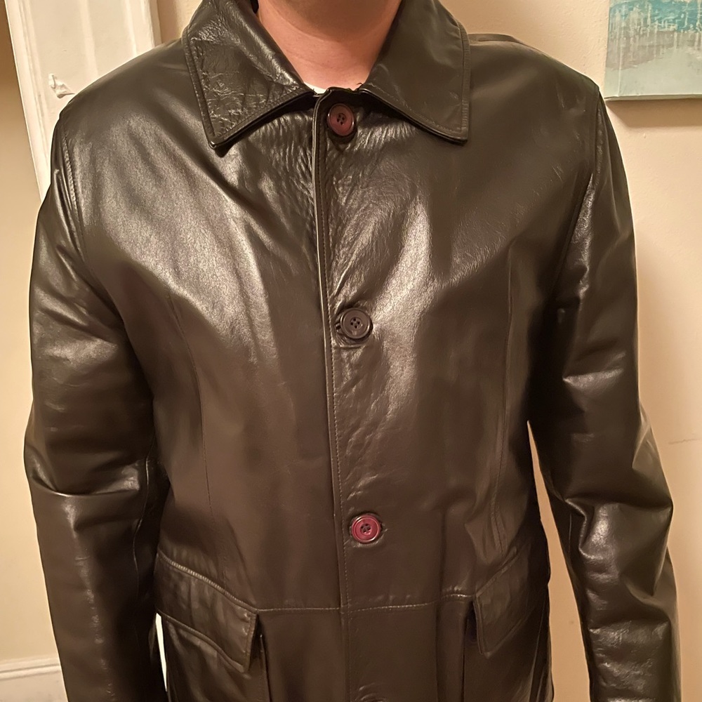 Black Long Authentic Leather Jacket - image 1